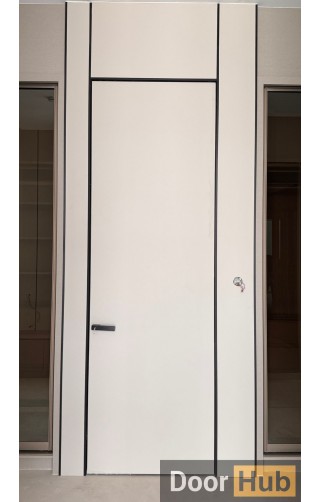 High-Pressure Laminate (HPL) Door with Royal Black Anodized Profile – Developer Supply UAE